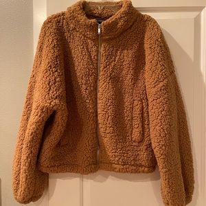 Express super soft Sherpa Jacket, Tan Size L